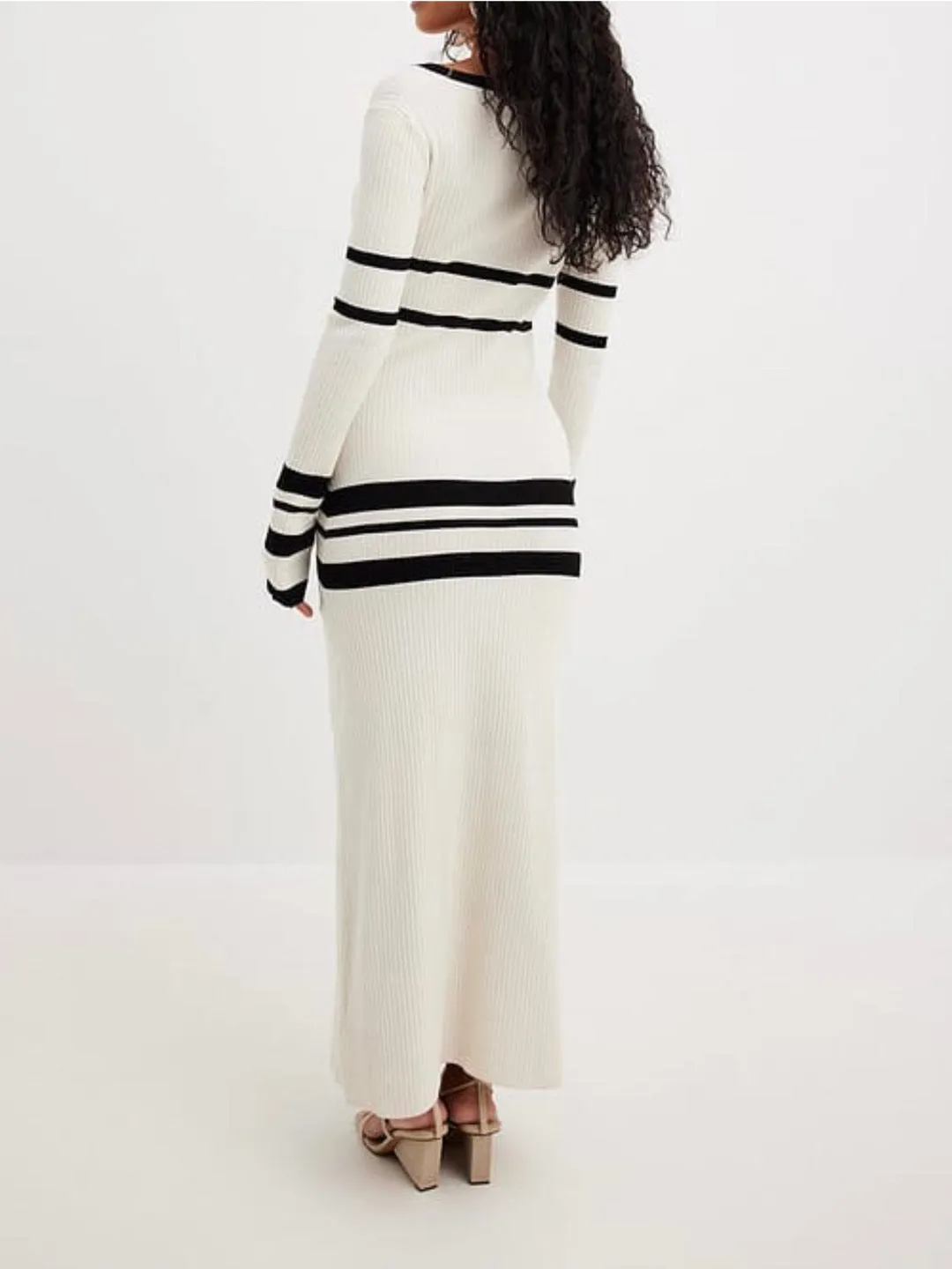 Wenkouban-Christmas Thanksgiving Gift New Year's Eve Dress party look inspos back to school dress  Striped Knitted Midi Dress