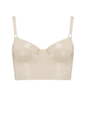 White Ivory Latex Full Cup Longline Bra