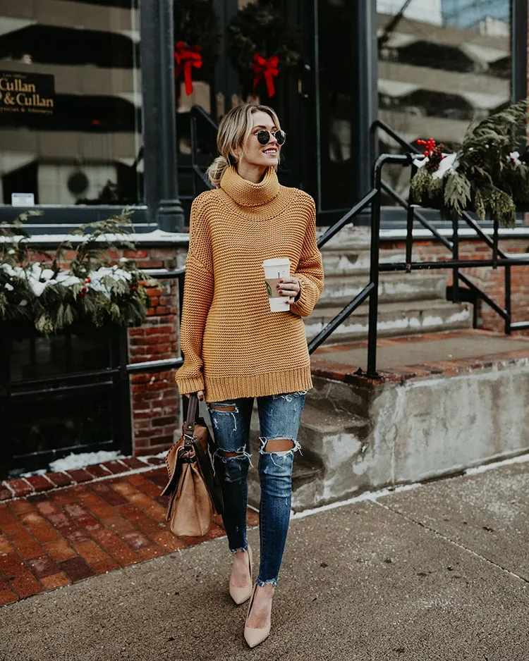 Women Turtleneck Sweaters Winter Pull Jumpers sweater