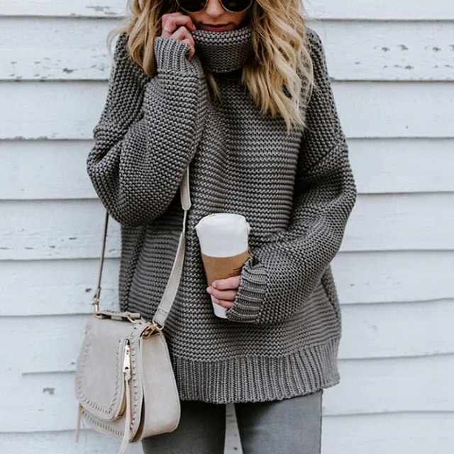 Women Turtleneck Sweaters Winter Pull Jumpers sweater