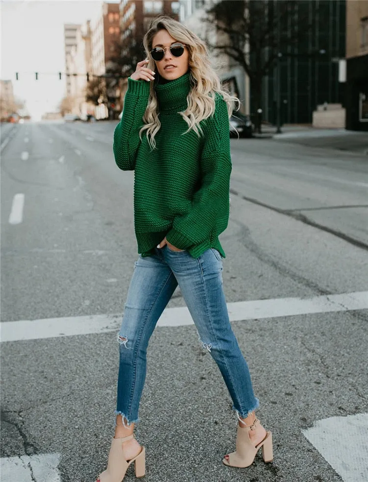 Women Turtleneck Sweaters Winter Pull Jumpers sweater