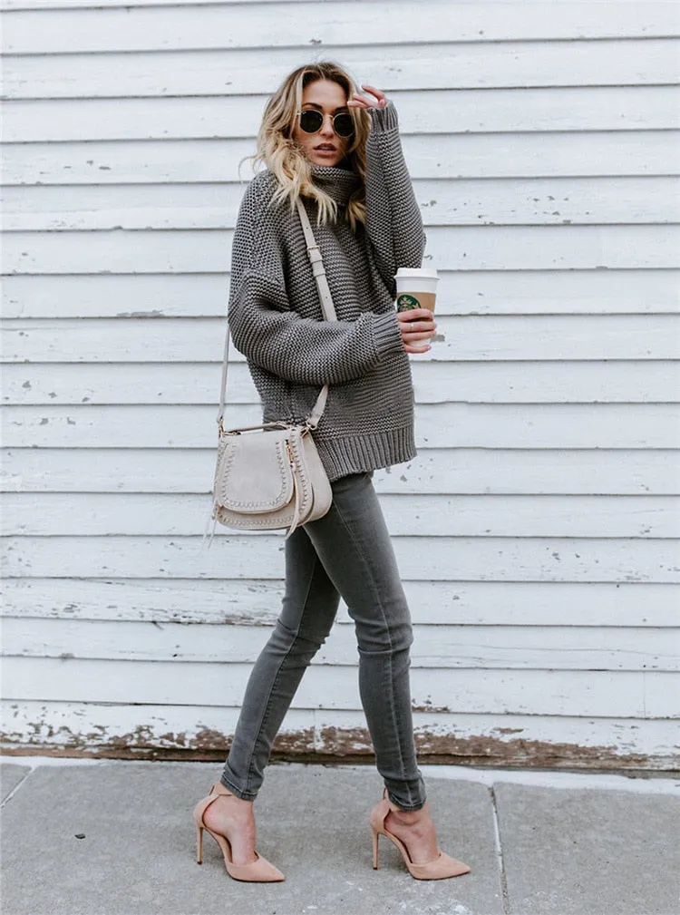 Women Turtleneck Sweaters Winter Pull Jumpers sweater