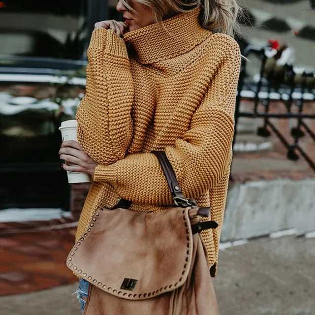 Women Turtleneck Sweaters Winter Pull Jumpers sweater