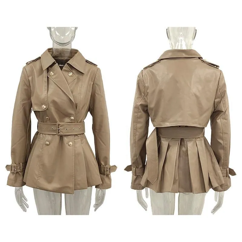 Women's Down Collar High Faux Leather Coats