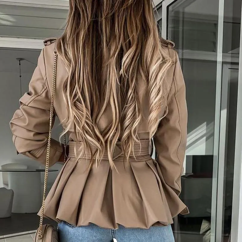 Women's Down Collar High Faux Leather Coats