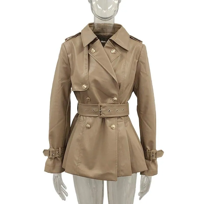 Women's Down Collar High Faux Leather Coats