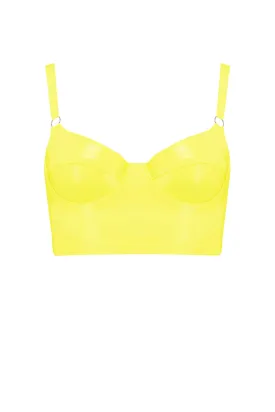 Yellow Latex Full Cup Longline Bra